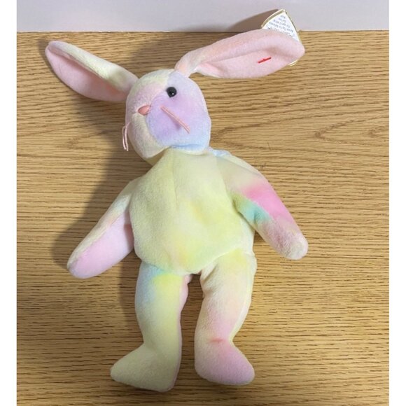 Ty Beanie Babies lot of 2 Green Hippity Tie Dye Hippie Bunny Rabbit Set VTG 96/9 - Picture 13 of 16